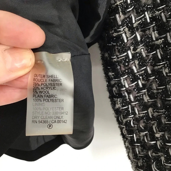 Peter Nygard Women’s Boucle Metallic Weave Blazer Career Black & Silver Size 10P - Picture 8 of 8